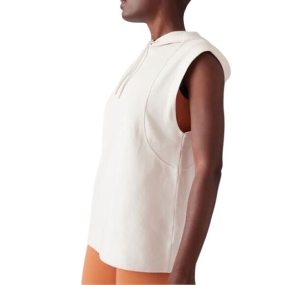 Athleta Sundown Tank Sweatshirt White Hoodie Activewear Extra Small NWOT - Picture 3 of 11